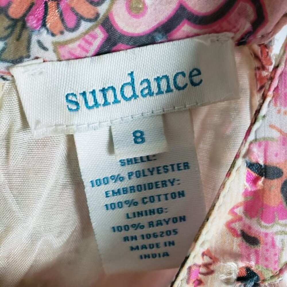 SUNDANCE Carabelle Halter Neck Dress Boho Patchwork Print Floral Lace size 8 - Picture 4 of 15